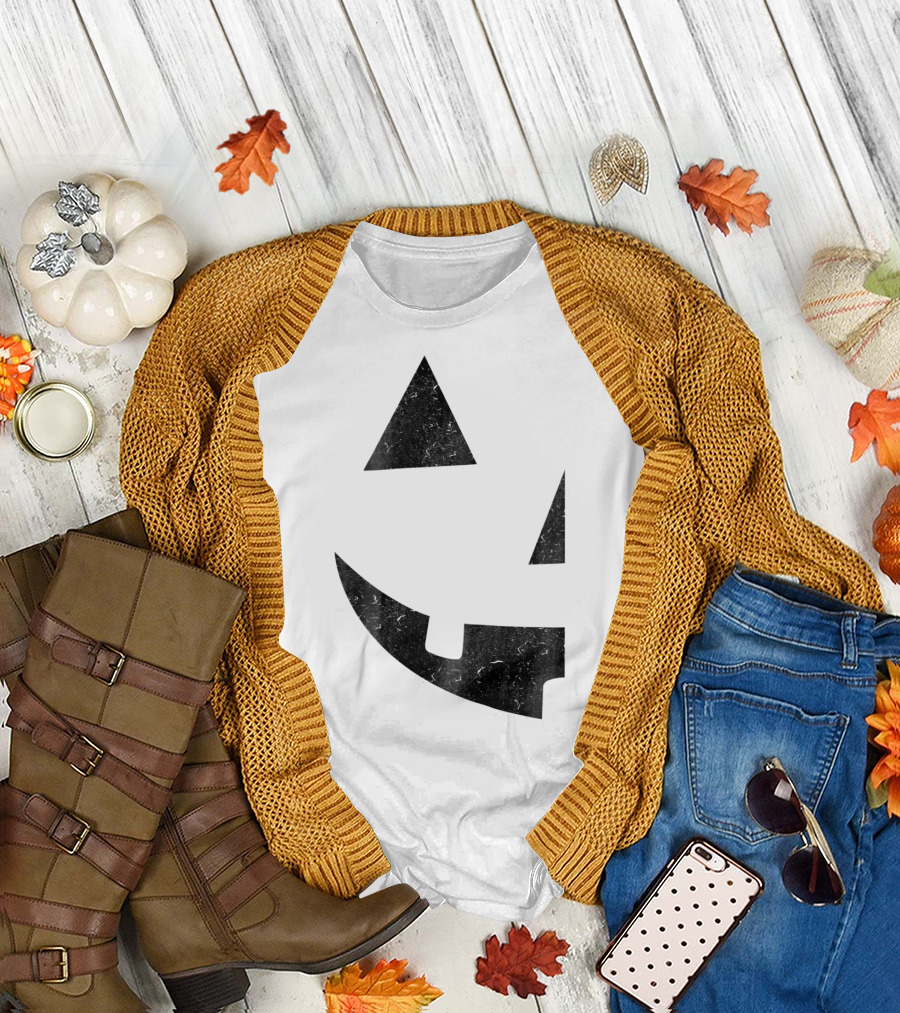 Jack O Lantern Jackolantern Pumpkin Face Halloween Pair T-Shirt
