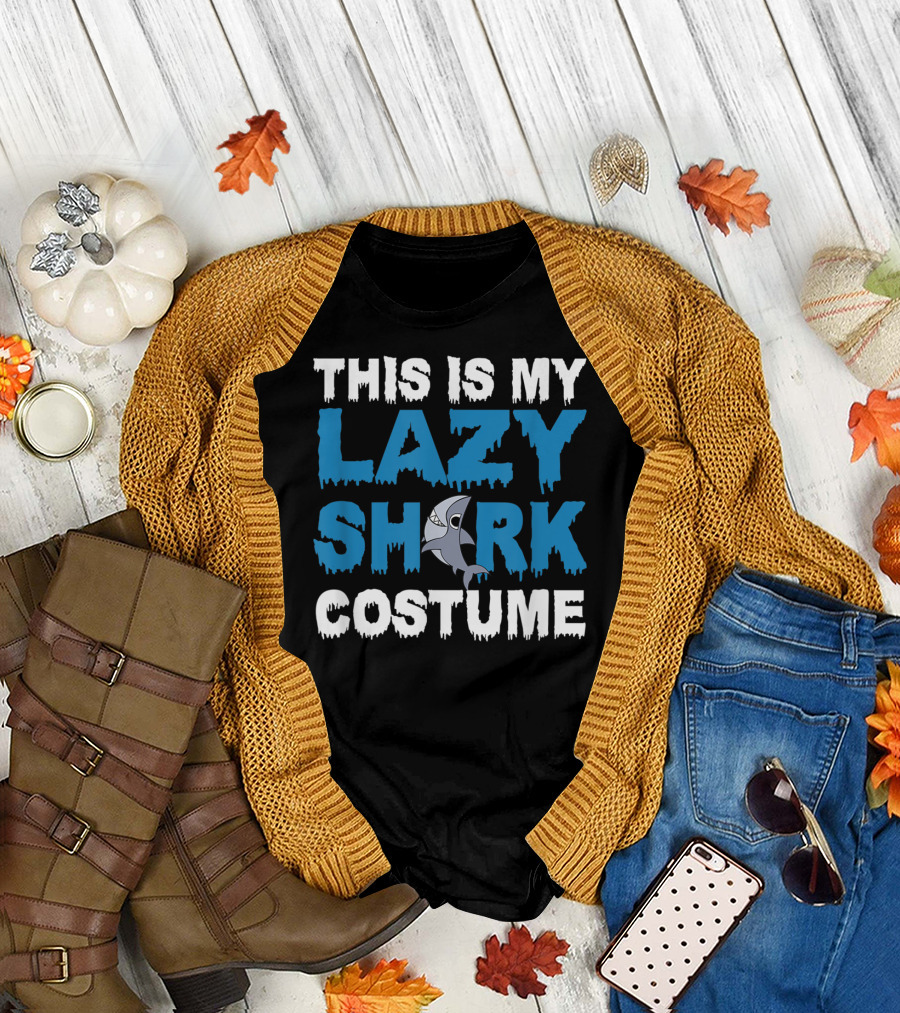 This Is My Lazy Shark Costume Funny Halloween Party T-Shirt