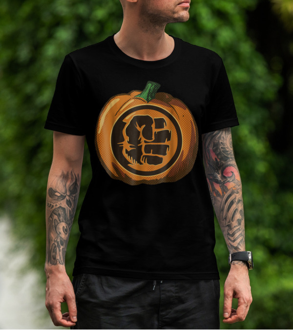Marvel Avengers Hulk Smash Fist Halloween Pumpkin Jack-O'-Lantern T-Shirt