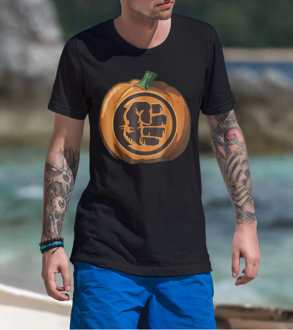 Marvel Avengers Hulk Smash Fist Halloween Pumpkin Jack-O'-Lantern T-Shirt