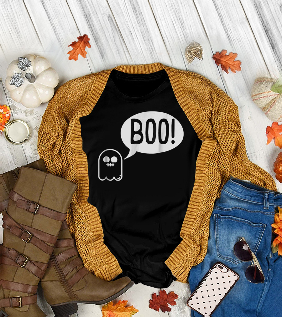 Minimalist Boo Ghost Speech Icon T-Shirt