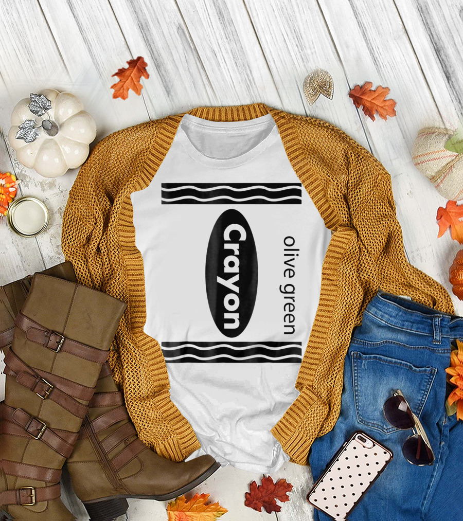 Olive Green Crayon Halloween Family Matching Costume T-Shirt