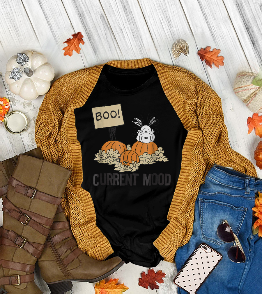 Boo Peanuts Halloween Snoopy Current Mood T-Shirt