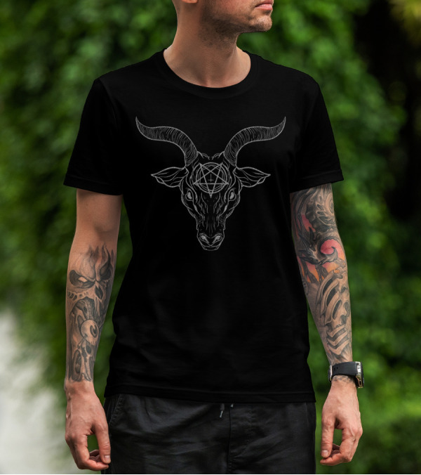 Pentagram Goat Head Satanic Symbol T-Shirt