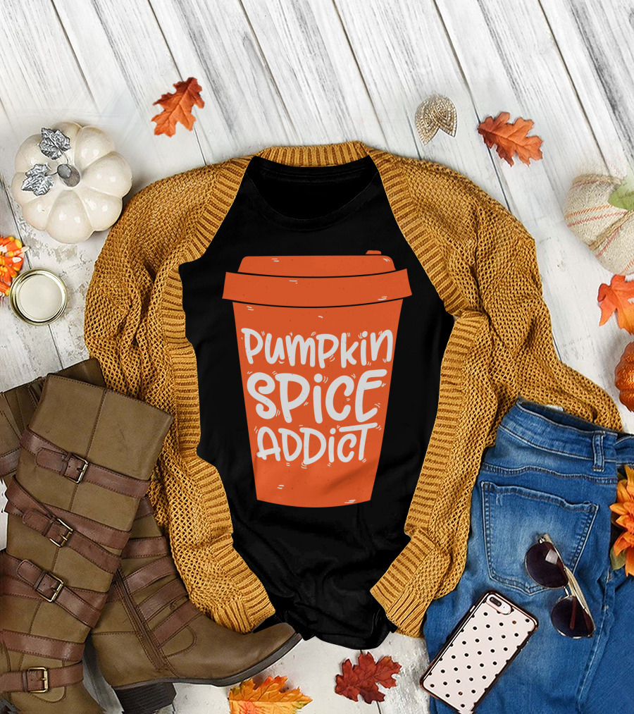 Pumpkin Spice Addict Coffee Cup T-Shirt