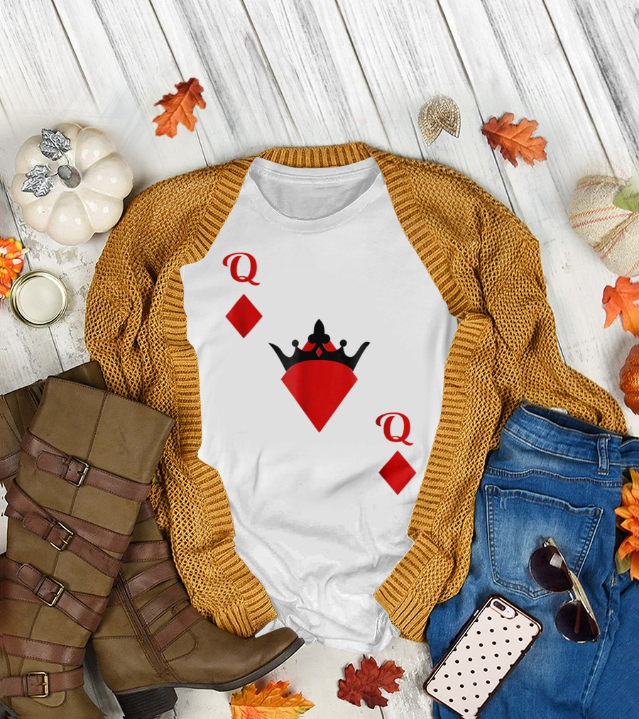 Queen Of Diamonds Crown Playing Card Costume Halloween T-Shirt