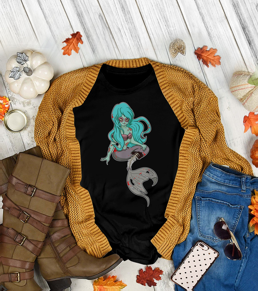 Scary Halloween Zombie Mermaid Murmmy T-Shirt