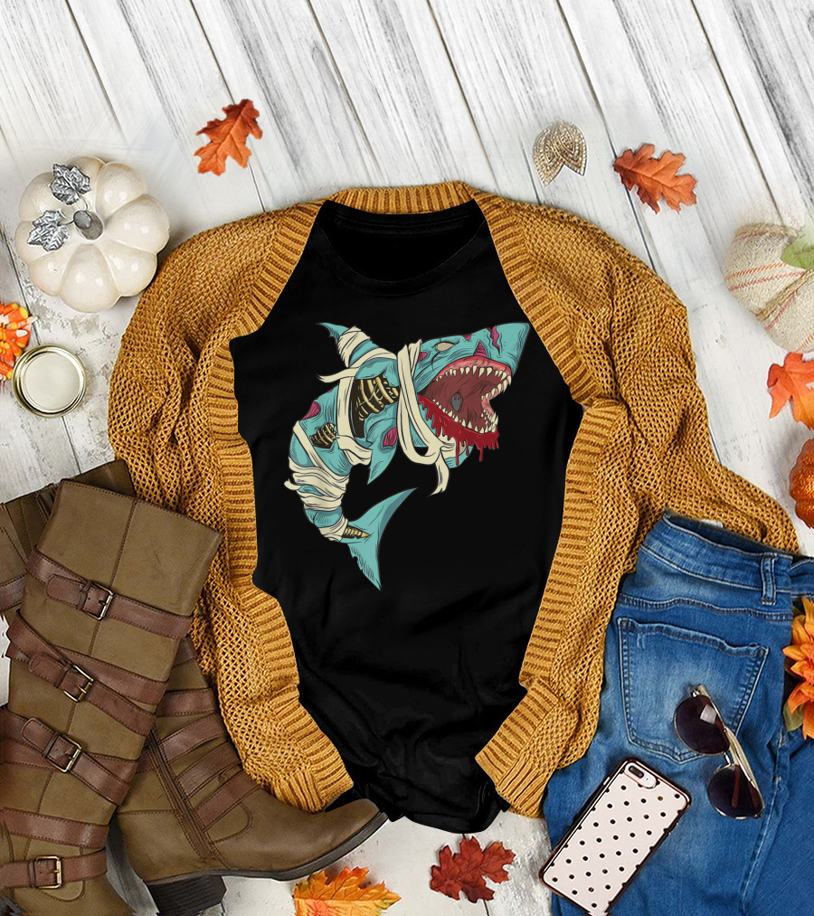 Halloween Jawsome Shark Zombie T-Shirt