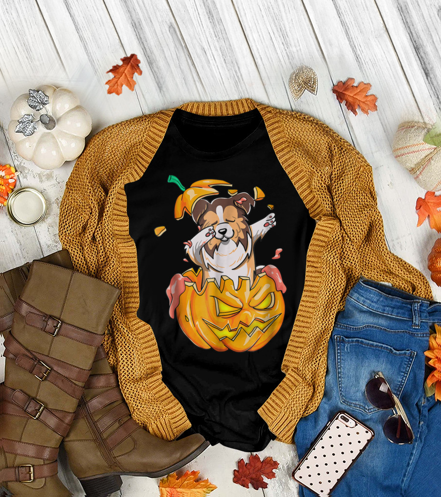 Sheltie Dabbing Halloween Funny Pumpkin Jack-O'-Lantern Dab T-Shirt