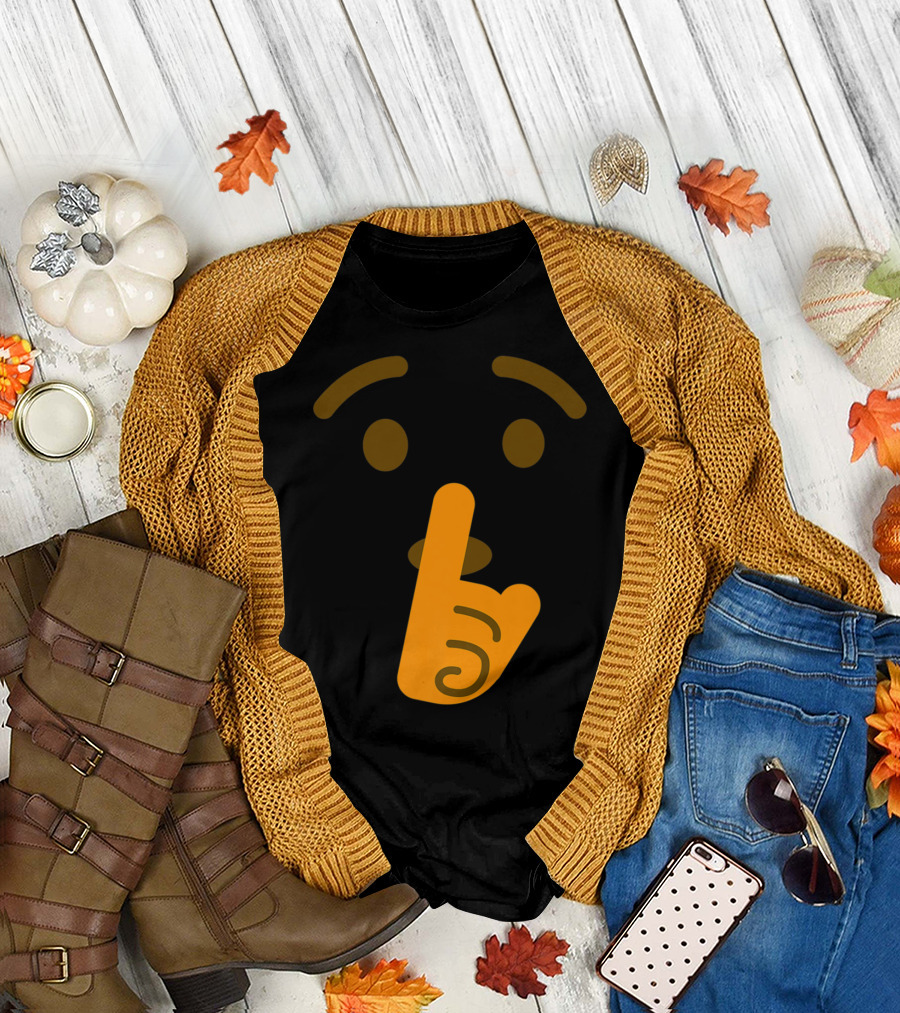 Shushing Face Emoji Quiet Gesture T-Shirt