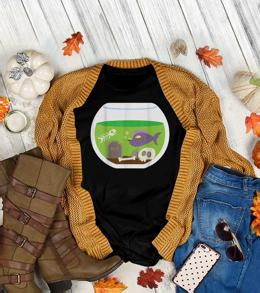 Pregnant Skeleton Fishbowl Halloween RIP T-Shirt