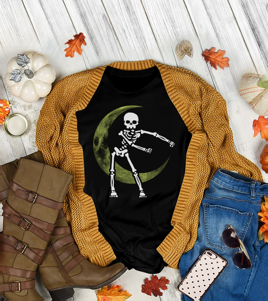 Skeleton Floss Dance Moon Crescent T-Shirt