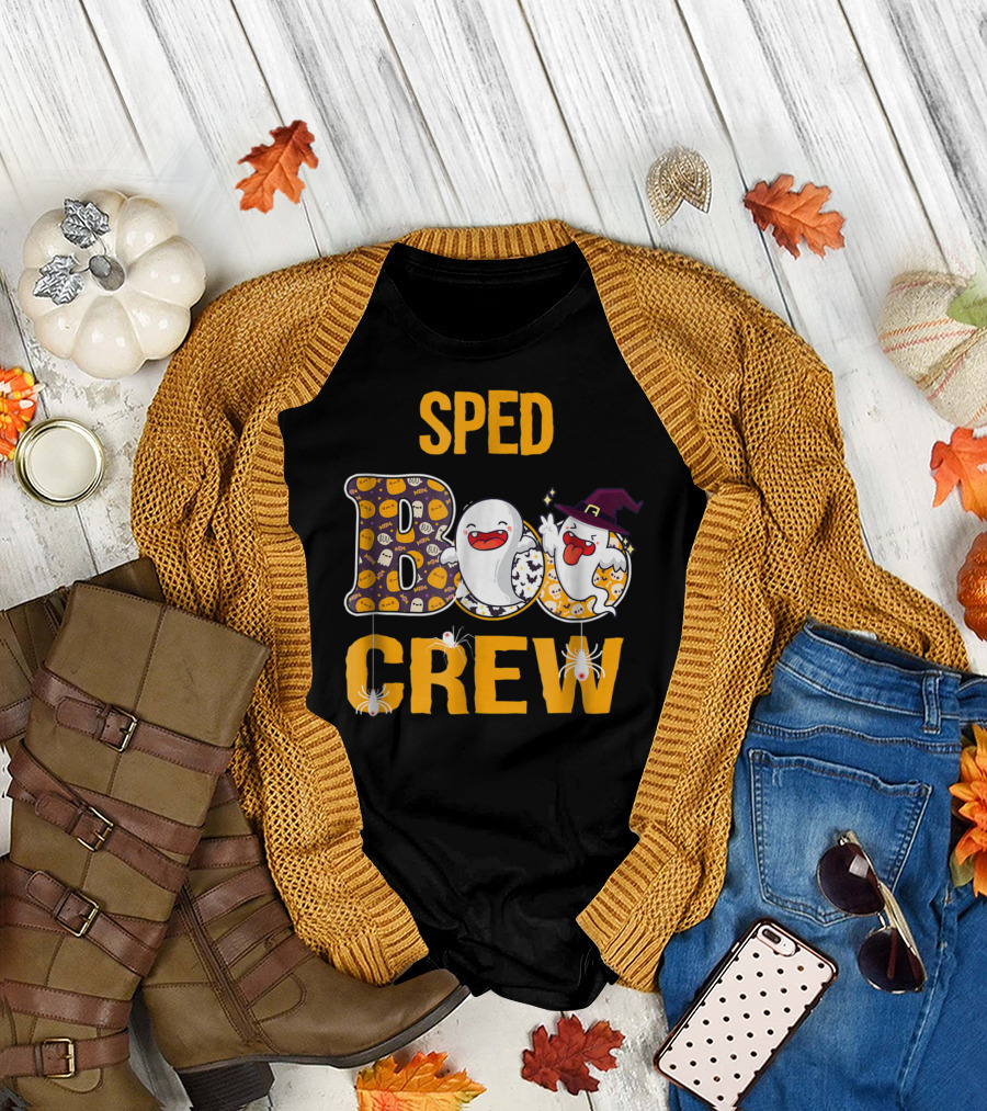 Sped Boo Crew Teacher Ghosts and Spiders Halloween T-Shirt