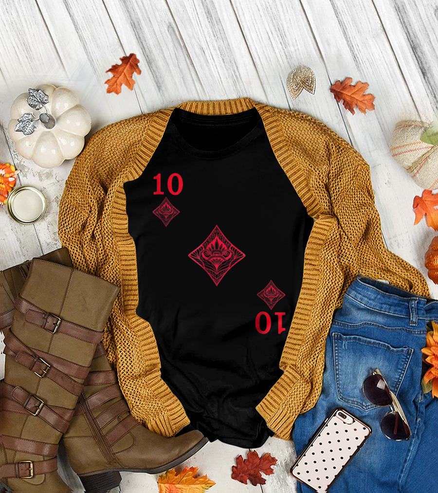 Ten Of Diamonds Card Design Halloween Costume Poker Deck T-Shirt