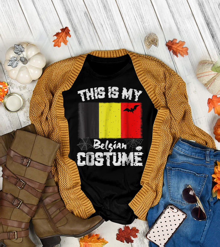 This Is My Belgian Costume Halloween Belgium Flag and Bat T-Shirt