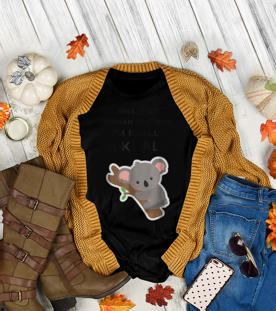 This Is My Human Costume I'm Really A Koala Cute Cartoon T-Shirt
