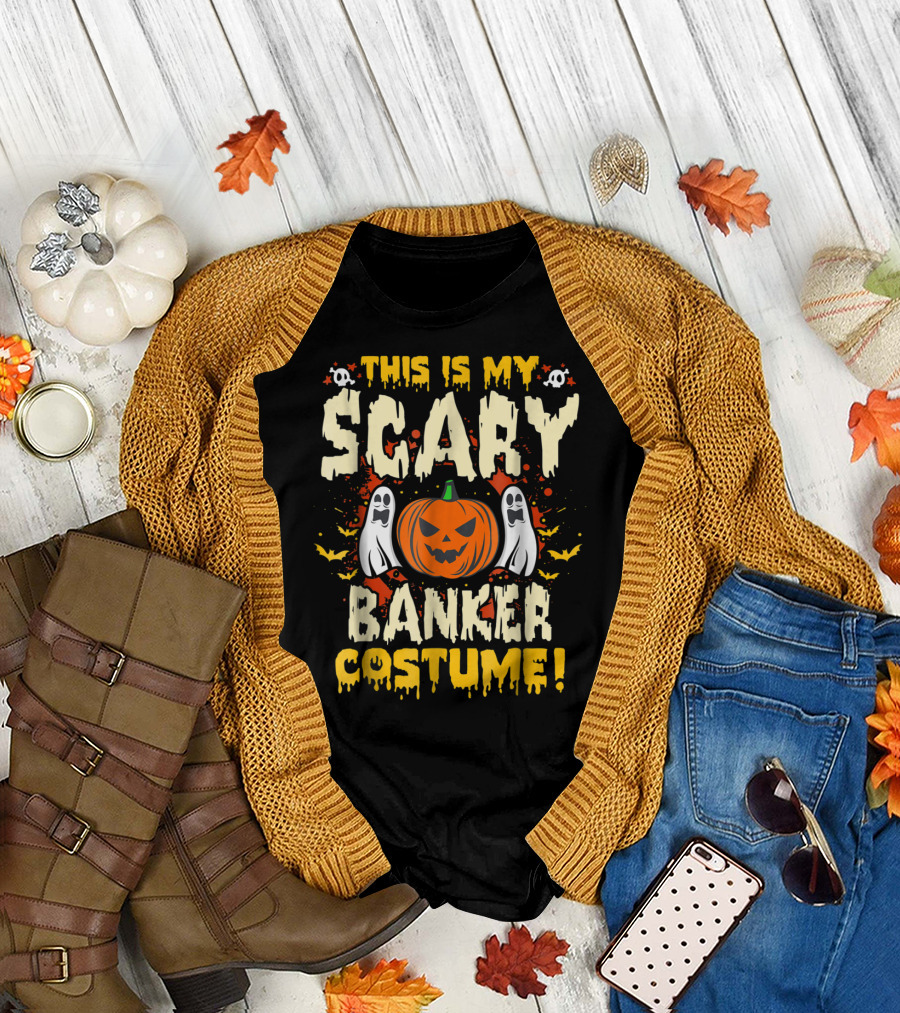 This Is My Scary Banker Costume Halloween Ghosts and Pumpkin T-Shirt
