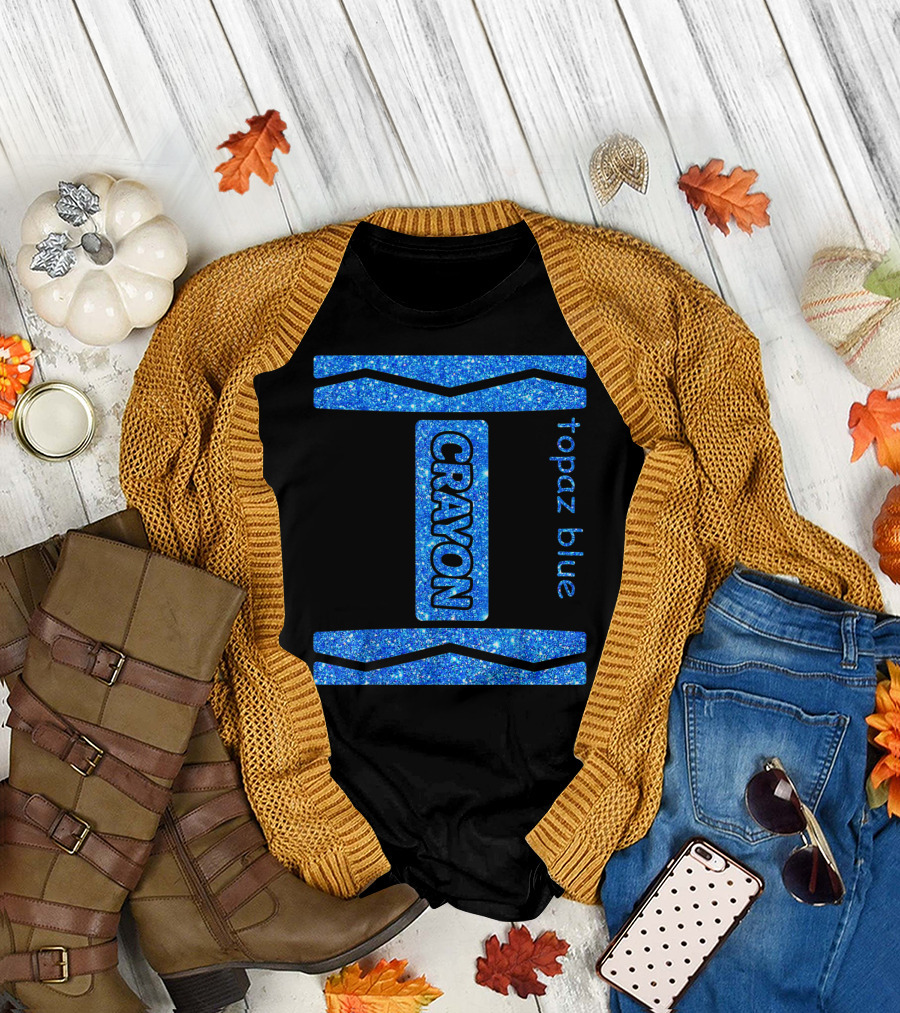 Topaz Blue Crayon Halloween Couple Friend Costume T-Shirt