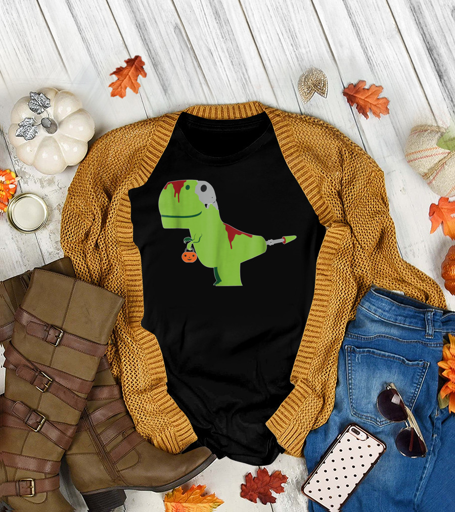 Zombie T-Rex Halloween Funny Dinosaur T-Shirt