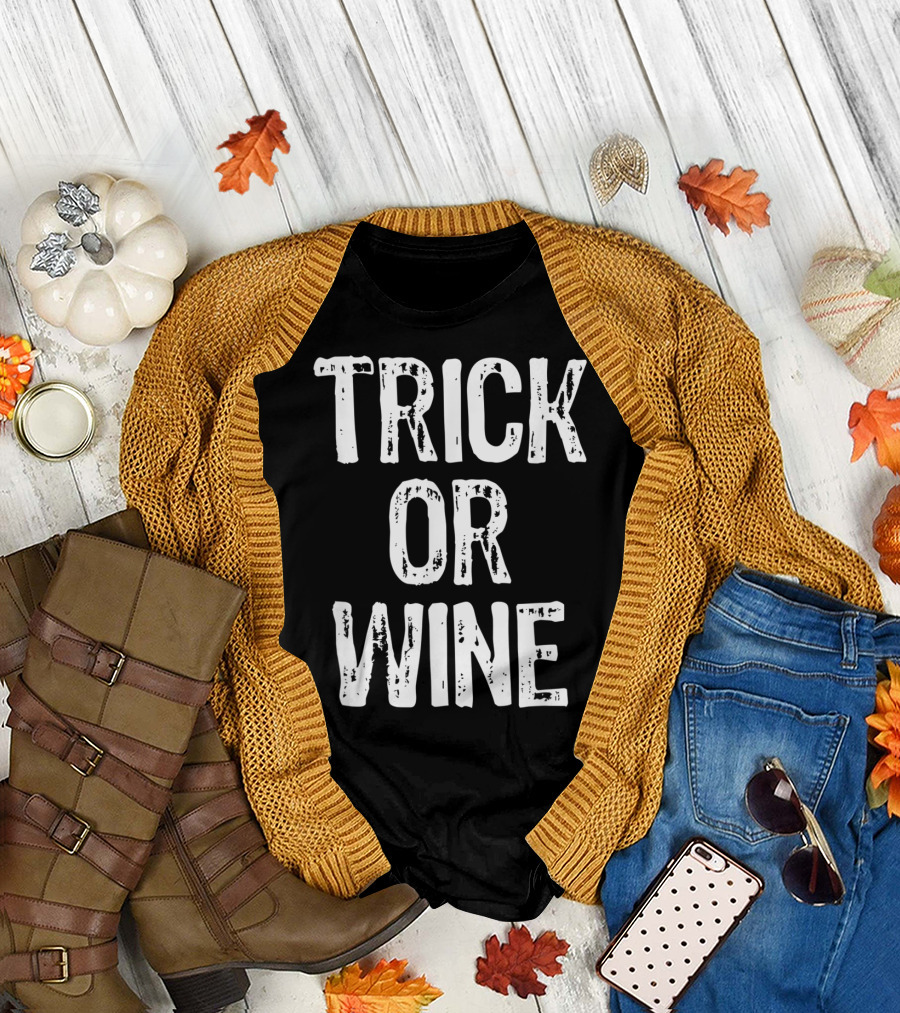 Trick Or Wine Halloween Drinking Fun T-Shirt