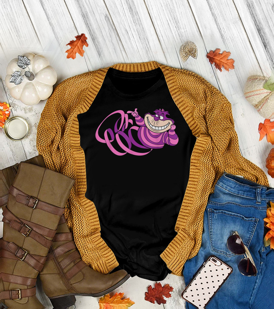 Weird Cheshire Cat Mad Pink Spiral Halloween T-Shirt