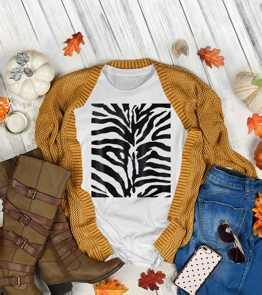 White Siberian Tiger Stripes Halloween Costume Fancy Fashion T-Shirt