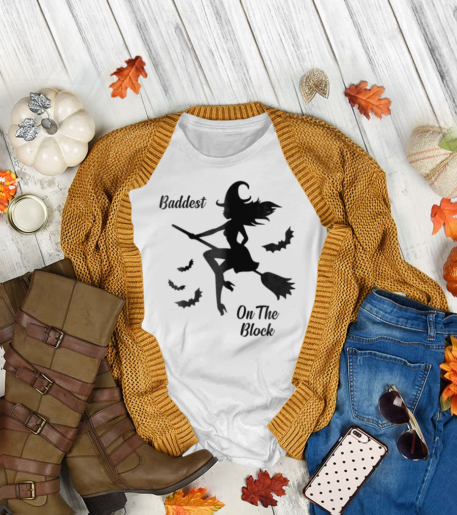 Baddest Witch On The Block Halloween T-Shirt