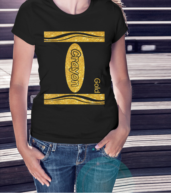 Gold Crayon Halloween Couple Friend Group T-Shirt