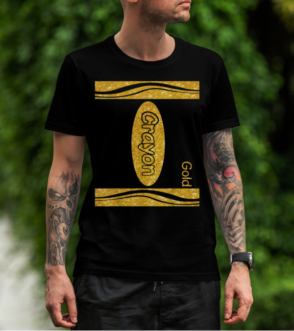 Gold Crayon Halloween Couple Friend Group T-Shirt