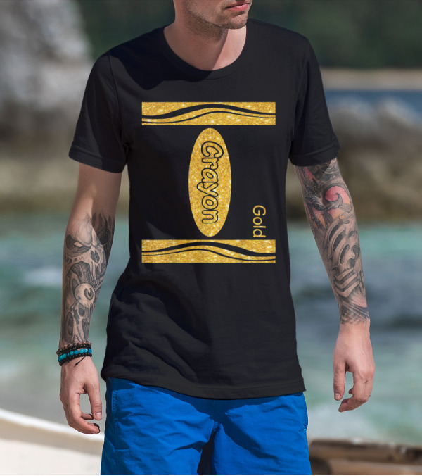 Gold Crayon Halloween Couple Friend Group T-Shirt