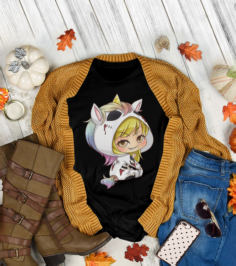 Chibi Zombie Unicorn Anime Halloween Kawaii T-Shirt