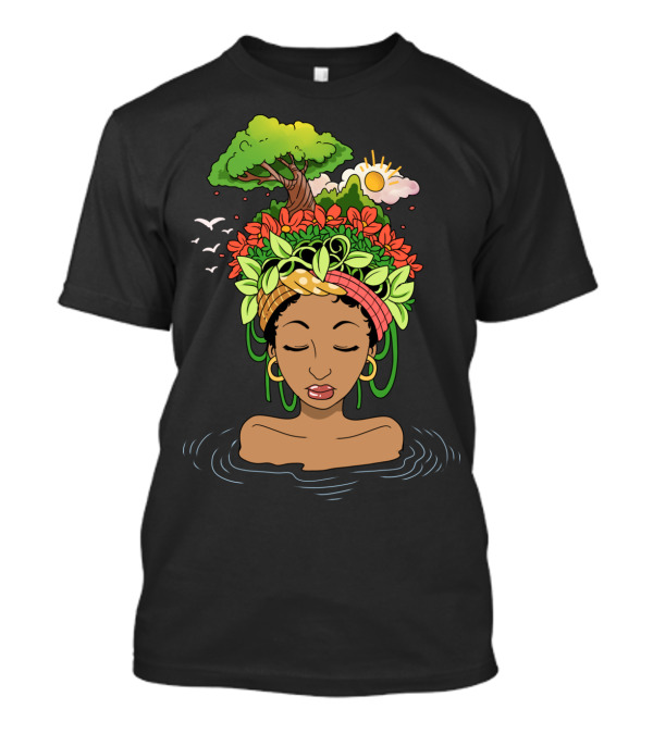 African American Afro Nature Dreams Sun And Tree T-Shirt