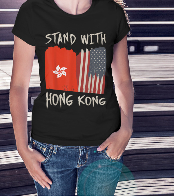 Stand With Hong Kong American Flag Support T-Shirt