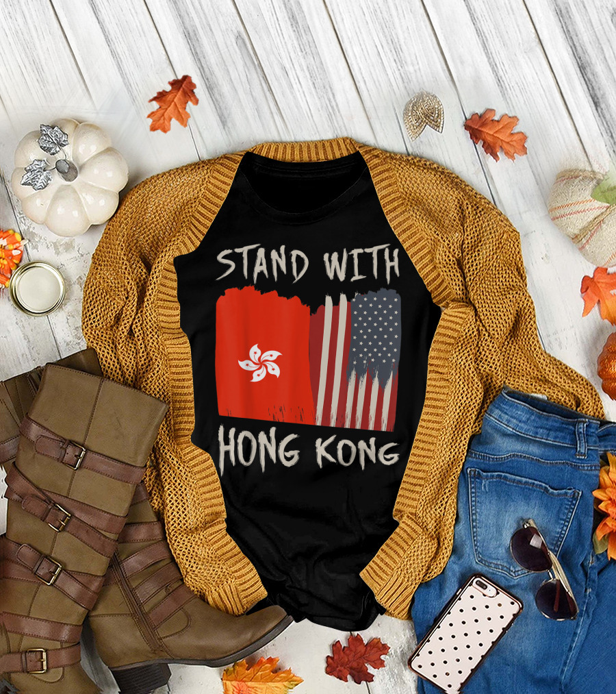 Stand With Hong Kong American Flag Support T-Shirt