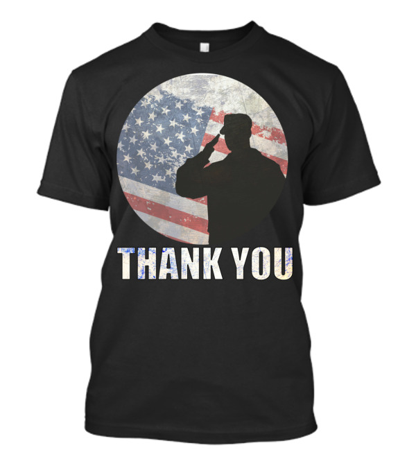 Thank You Veterans Day American Flag Soldier Salute T-Shirt