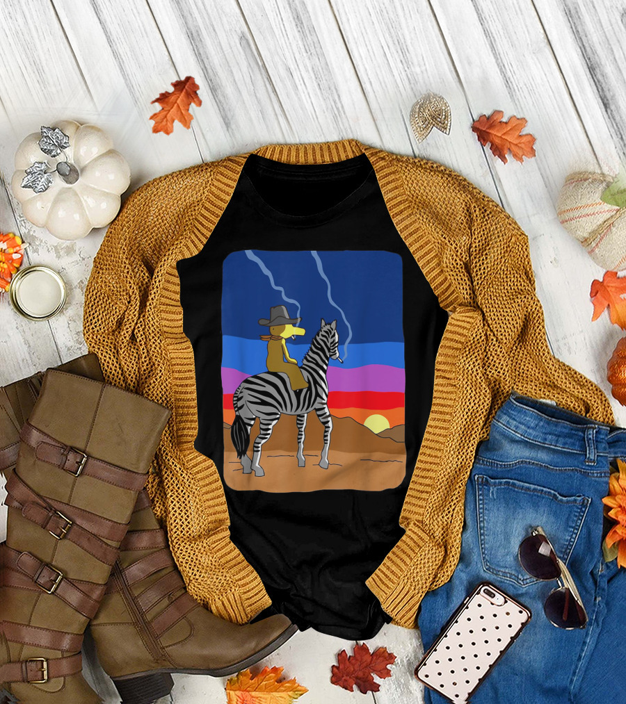 Bandana Madlib Gibbs Quas Riding Zebra at Sunset T-Shirt