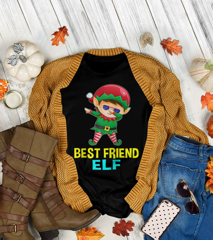 Best Friend Elf BFF Dab Dance Christmas Elf T-Shirt