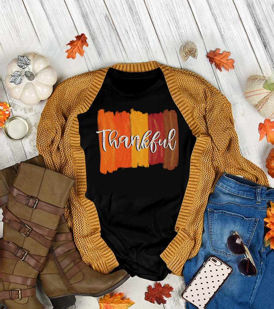 Thanksgiving Thankful Turkey Dinner Food Cute Thankful T-Shirt