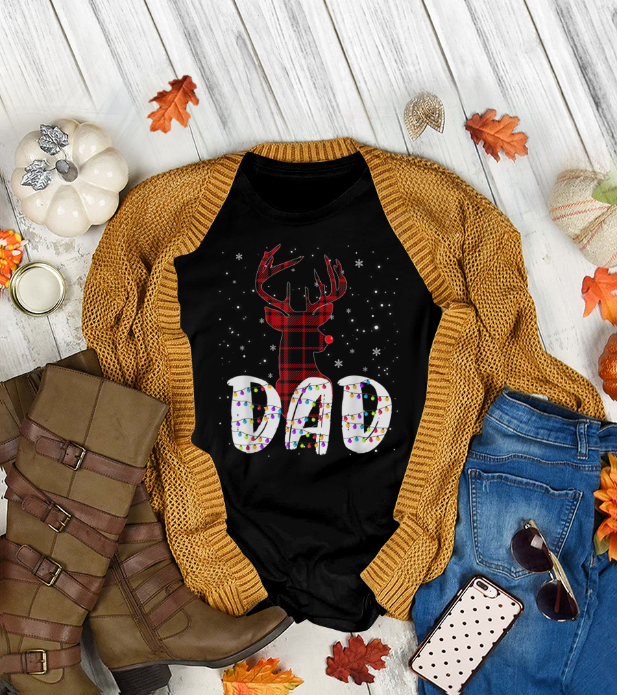 Dad Christmas Matching Family Red Deer Nose T-Shirt
