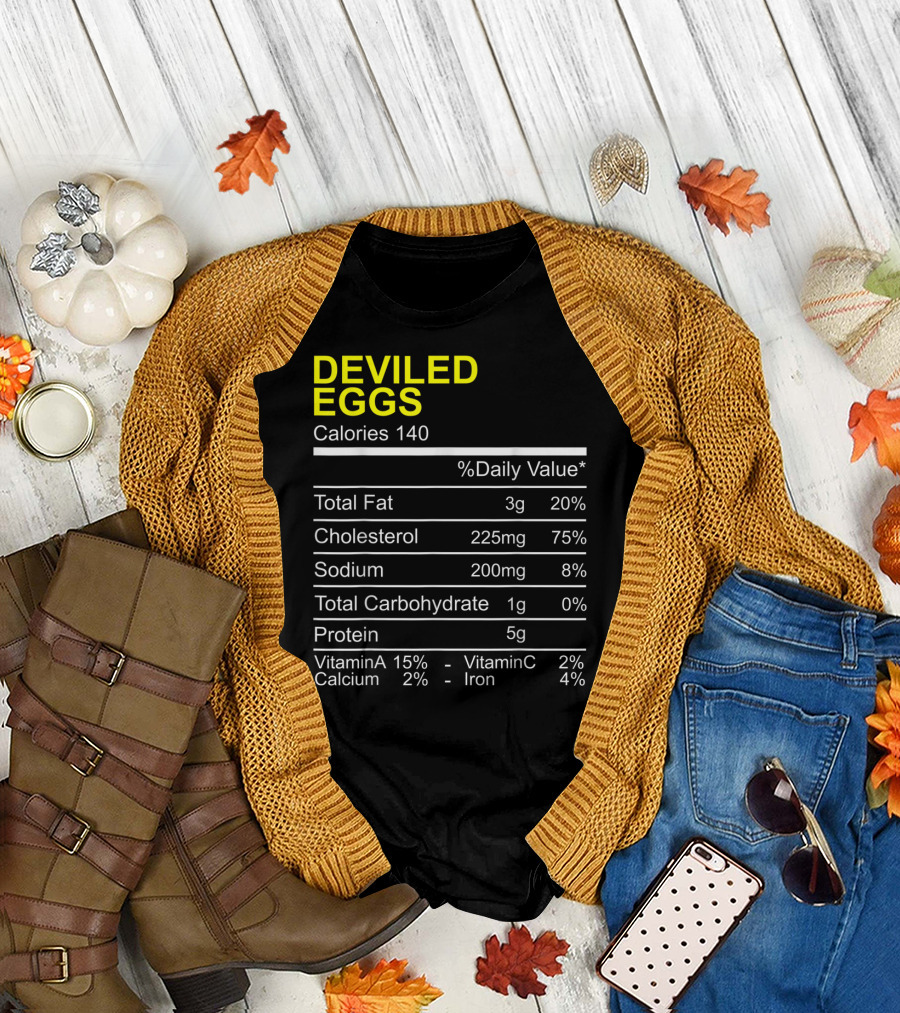 Deviled Eggs Calories Nutrition Facts Chart Information T-Shirt