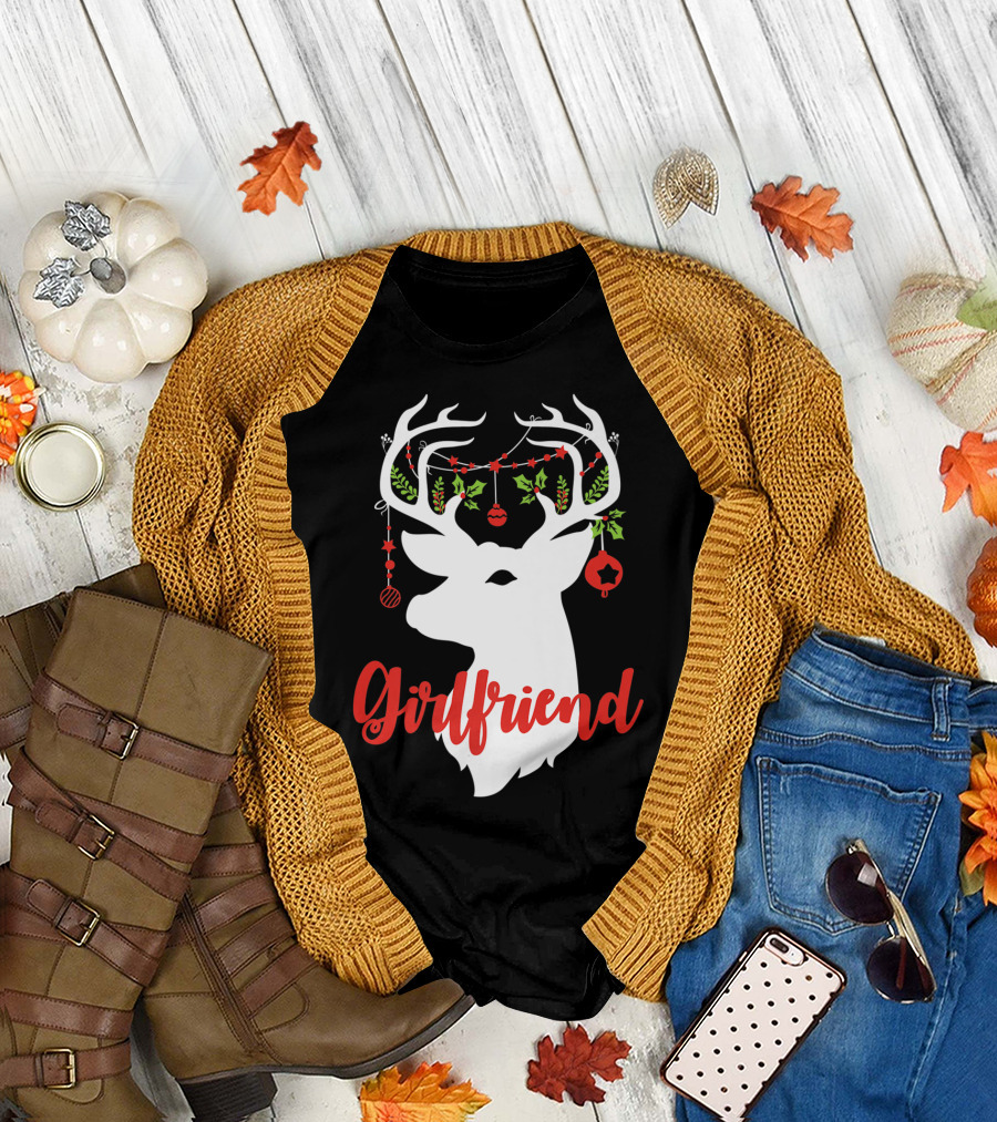 Girlfriend Christmas Reindeer Deer Antlers Holiday Ornaments T-Shirt