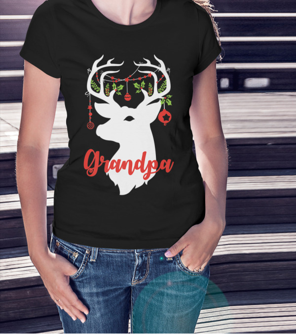 Grandpa Reindeer Christmas Deer Ornaments T-Shirt