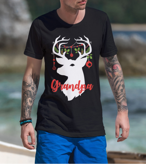 Grandpa Reindeer Christmas Deer Ornaments T-Shirt