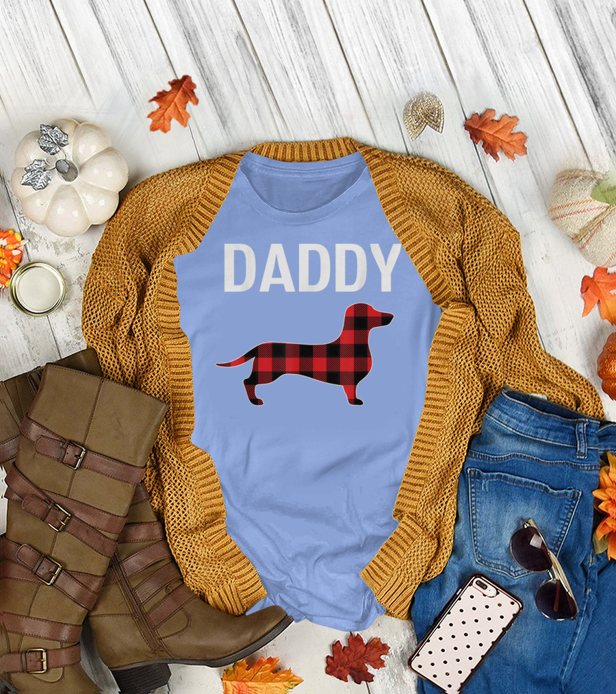 Daddy Plaid Dachshund T-Shirt
