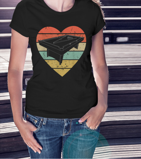 Vintage Pocket Billiards Heart Player Table T-Shirt