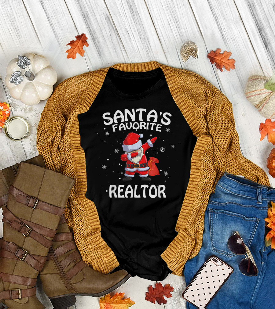 Santa's Favorite Realtor Dab Dance with Snowflakes T-Shirt