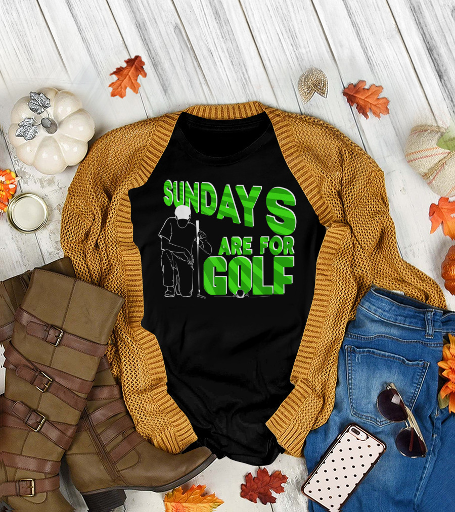 Sundays Are For Golf Kneeling Golfer Green Text T-Shirt