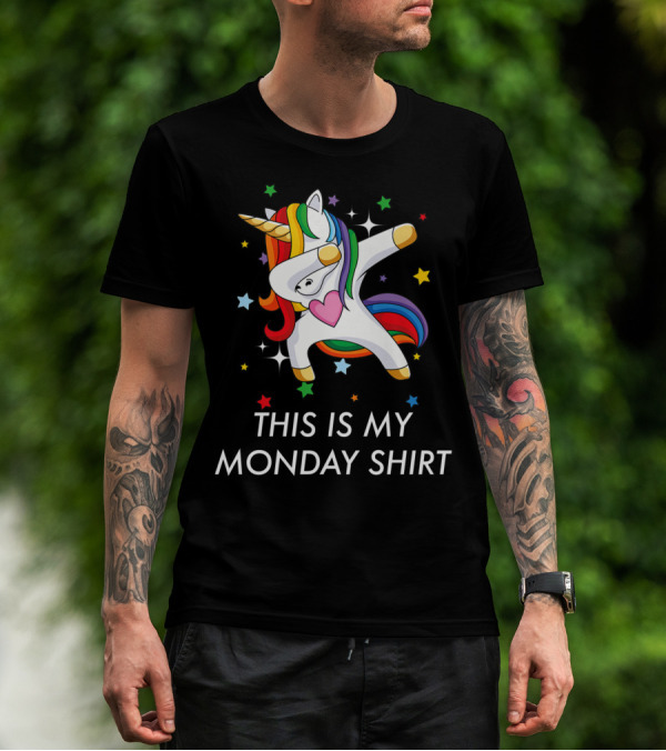 THIS IS MY MONDAY SHIRT DABBING UNICORN RAINBOW STARS T-Shirt