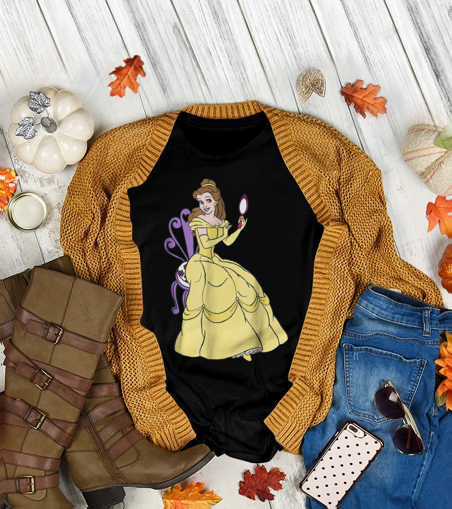 Beauty and the Beast Disney Belle Mirror Yellow Dress T-Shirt