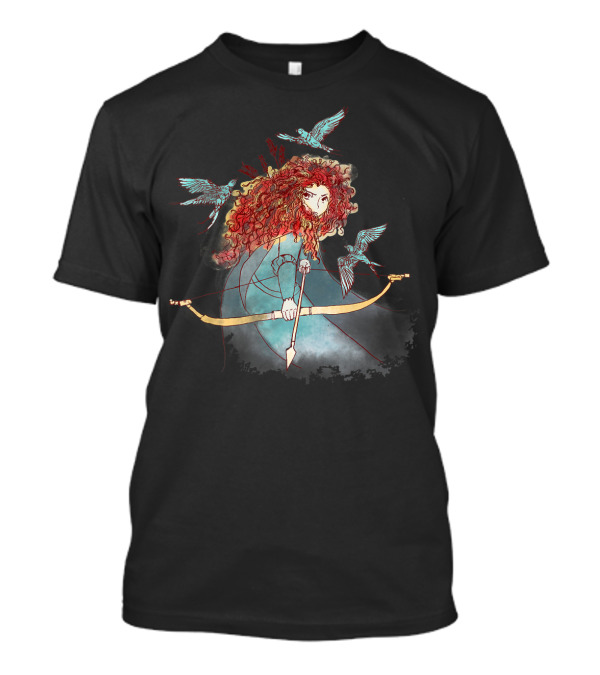 Disney Brave Merida Watercolor Sketch Bow And Arrow Birds T-Shirt